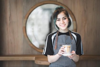 A waiter for corporate catering (illustration)